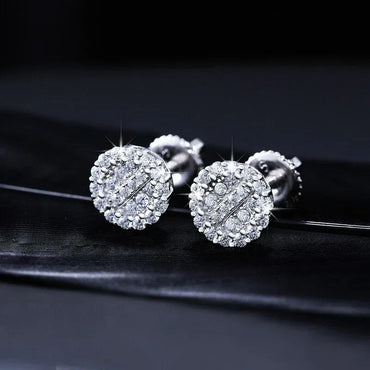 925 Silver 15K Gold Genuine VVS Ice Cluster Hip Hop Earrings - CaratixJewelry