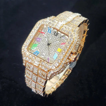 Luxury Rose Gold Square Watch for Men | 2026 New Hip Hop Iced Out Watch | Bling Rap Fashion Relogio Masculino for Party | Caratix - CaratixJewelry