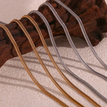 Ladies 18k Gold Waterproof Stainless Steel Foxtail Necklace Ankle Anklet Bracelet Jewelry Set - CaratixJewelry