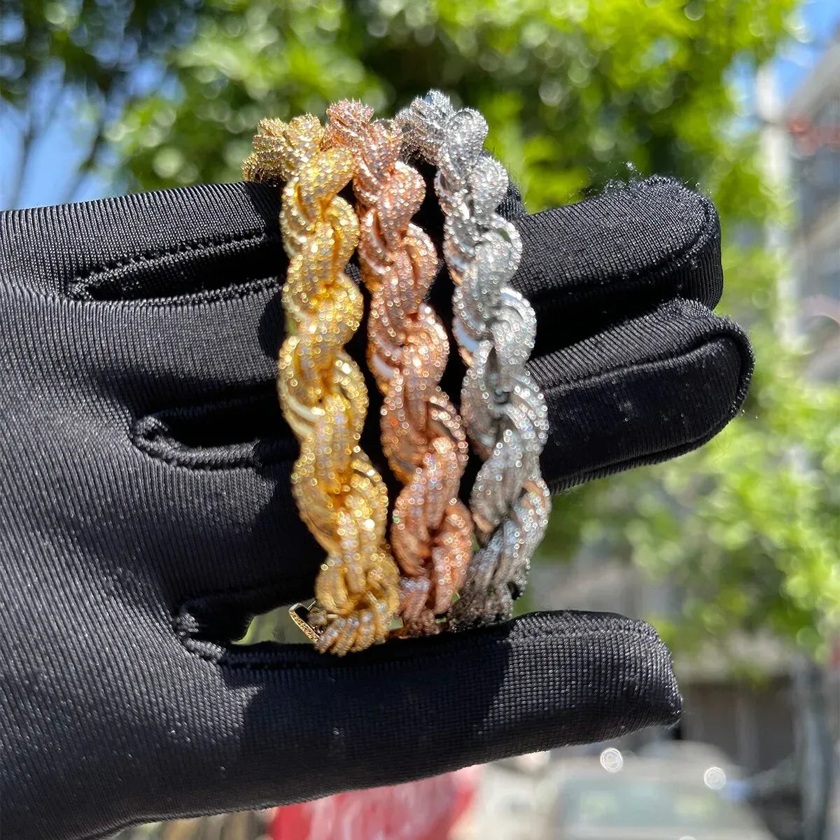8MM Spiral Rope Stack Iced Out Bracelet – Luxury Hip Hop Jewelry for Men & Women - CaratixJewelry