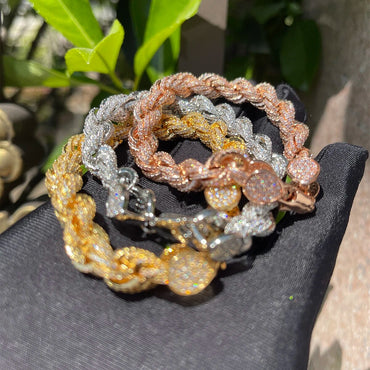 8MM Spiral Rope Stack Iced Out Diamond Bracelet – Luxury Hip Hop Jewelry for Men & Women