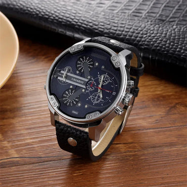 Luxury Top Brand Men's Big Dial Watch | Fashion Leather Band Quartz Wristwatch | Date Function Iced Out Watch | Relogio Masculino 2026 | Caratix - CaratixJewelry