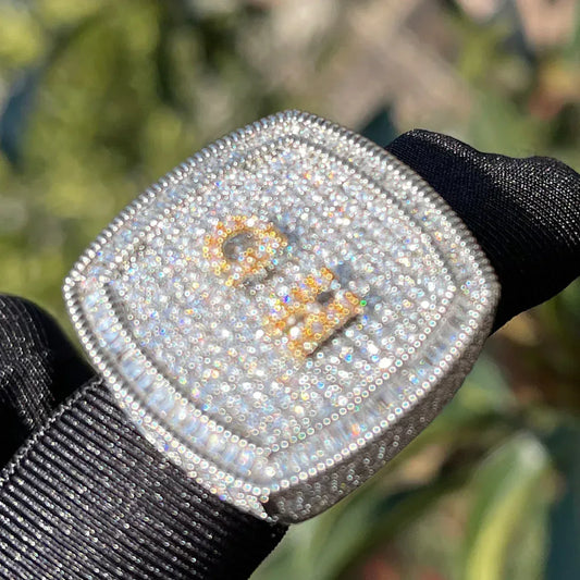 Iced Out Custom Letters Ring – Luxury Hip Hop Jewelry for Men & Women - CaratixJewelry