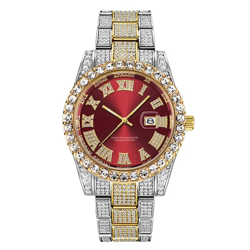 Luxury Top Brand Hip Hop Iced Out Watch | Full Men's Quartz Wristwatch | Reloj Hombre 2026 | Male Gold Clock Gift | Drop Shipping | Caratix - CaratixJewelry