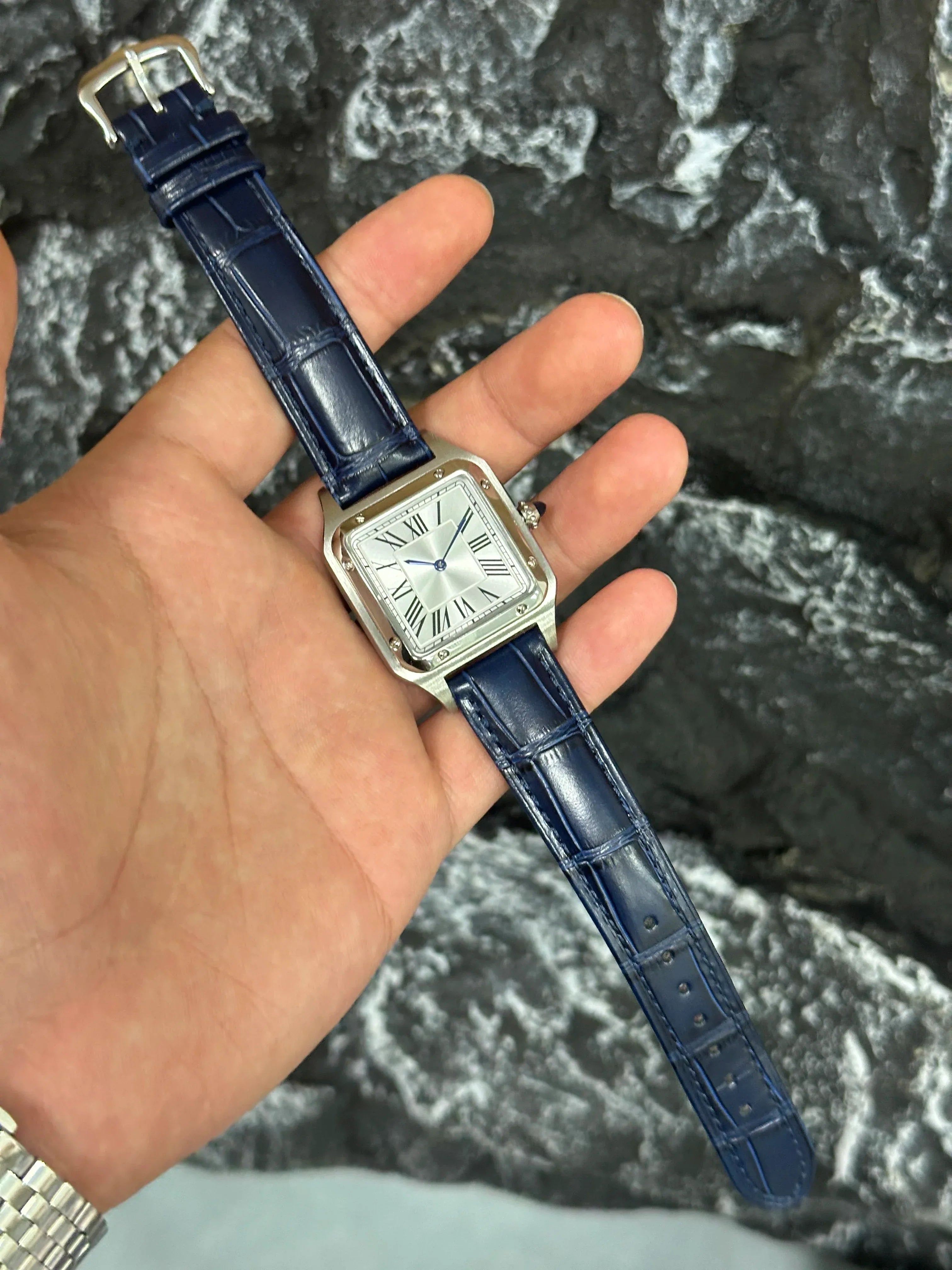 Luxury Lovers' Square Quartz Watch | Silvery White Sapphire Wristwatch | Men & Women's Fashion Leather Iced Out Watch | 2026 New Set | Caratix - CaratixJewelry