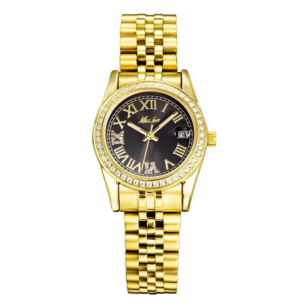 Luxury Women's Stainless Steel Watch | Japan Movement Ladies Quartz Wristwatch | Waterproof Calendar Iced Out Watch | Reloj Mujer | Caratix - CaratixJewelry