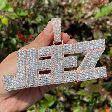 All Caps Bold and Bling Iced Out Personalized Custom Name Necklace Pendant - Luxury Custom Jewelry - CaratixJewelry