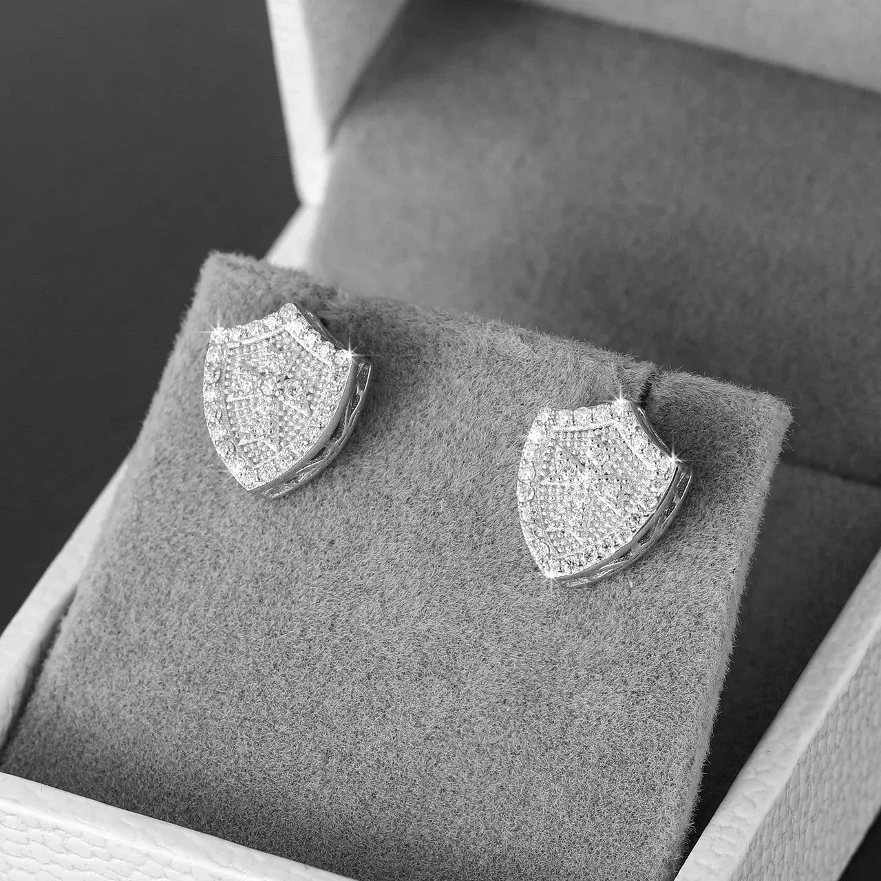 Knights Templar Shield Cross VVS 14k Gold Over 925 Silver Earrings - CaratixJewelry