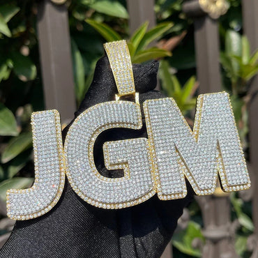 Two Layers Solid Clear Font Iced Out Personalized Custom Name Necklace Pendant - Luxury Custom Jewelry - CaratixJewelry
