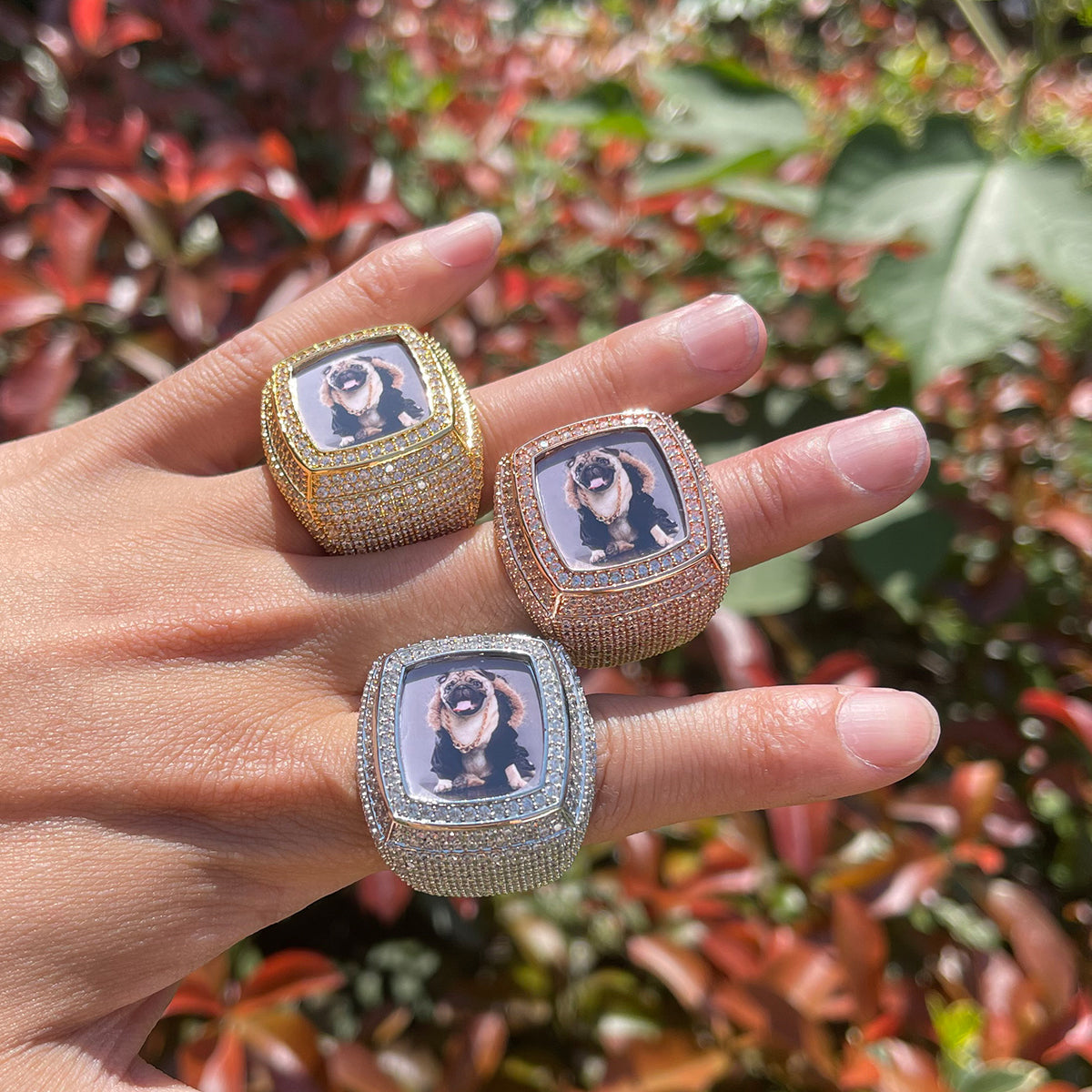 Photo Ice Frame Iced Out Diamond Ring – Custom Hip Hop Jewelry