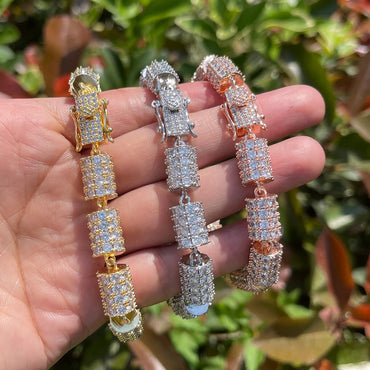 10MM Cylindrical Iced Out Diamond Bracelet – Luxury Hip Hop Jewelry for Men & Women