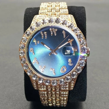 Luxury Silver Stainless Steel Men's Watch | Auto Date Quartz Wristwatch | Luminous Iced Out Watch | Reloj Hombre | Caratix - CaratixJewelry