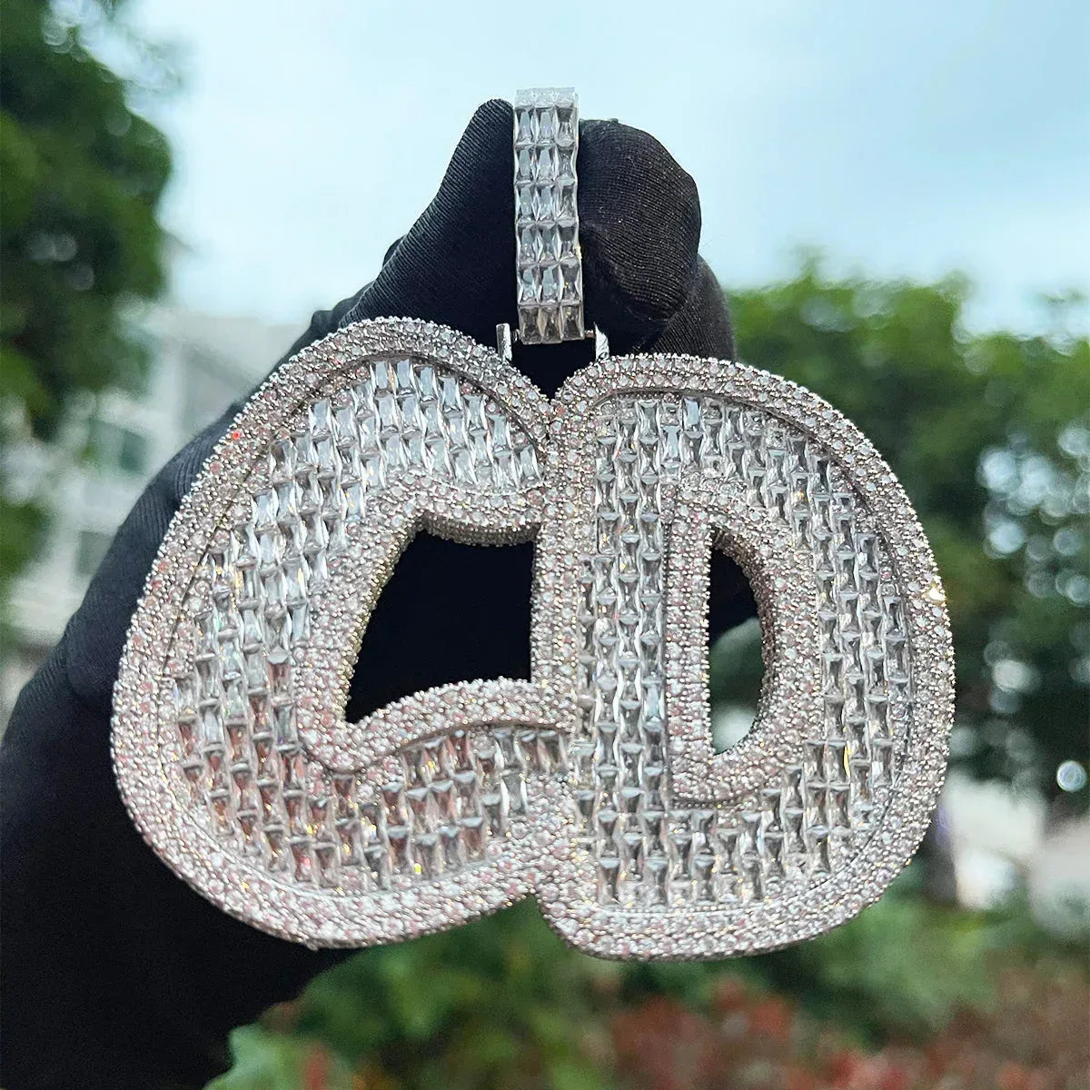 Big Baguette Iced Out Personalized Custom Name Necklace Pendant - Luxury Custom Jewelry - CaratixJewelry