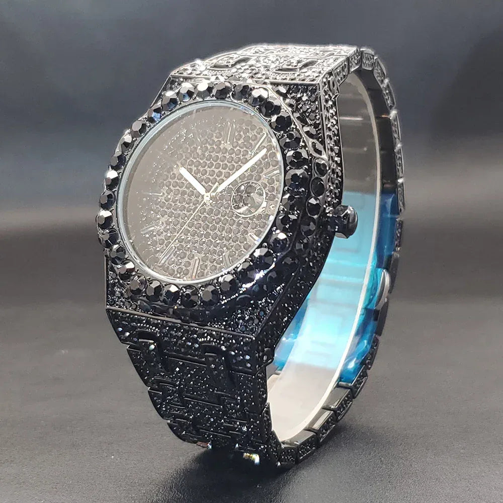 Octagonal Luxury Men's Watch with Big Zircon Bezel | Iced Out Quartz Hip Hop Hand Clock | Unique Dropshipping Watch | Caratix - CaratixJewelry