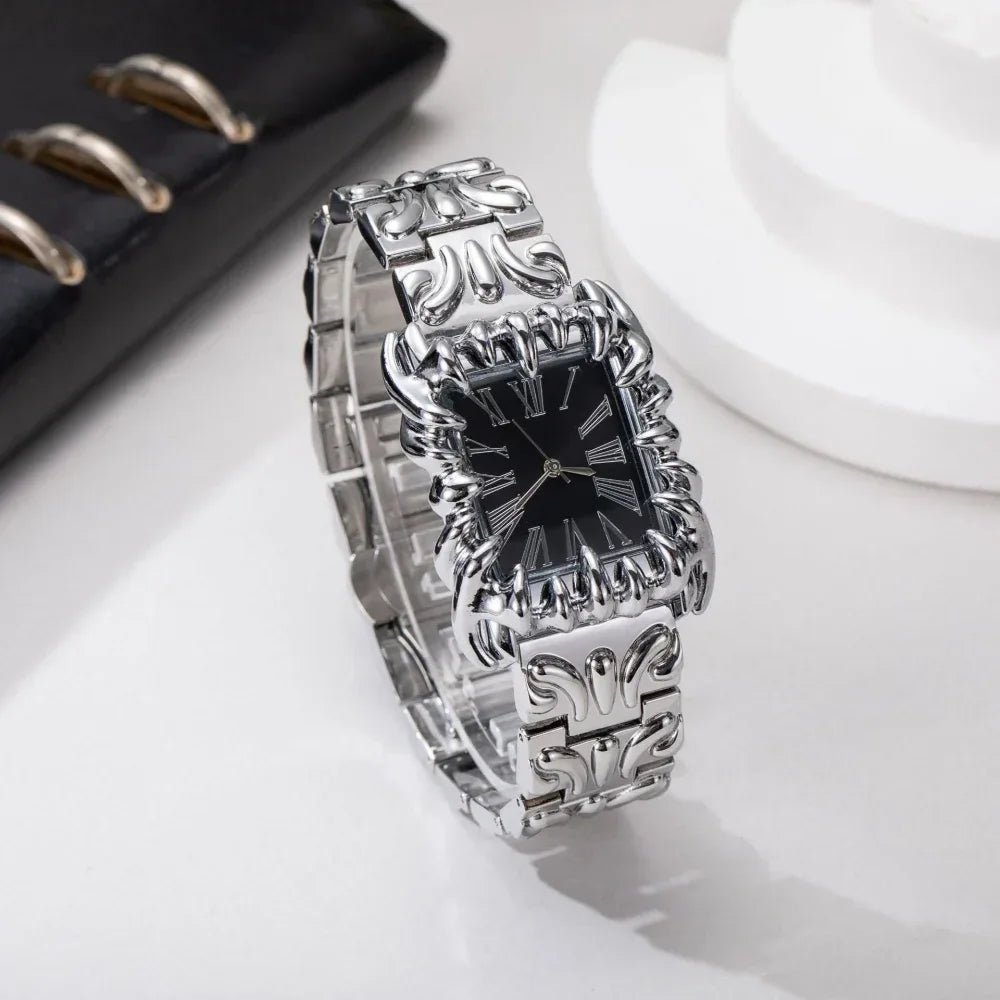 Luxury Claw Design Watch for Men & Women | Square Alabaster Roman Numeral Wristwatch | Iced Out Watch Gift | 2026 Relogio Dropshipping | Caratix - CaratixJewelry