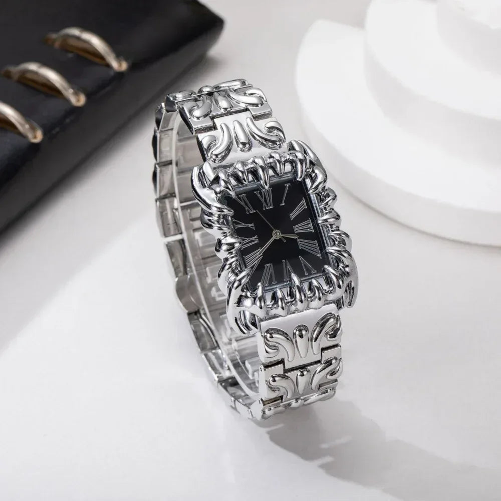 Luxury Claw Design Watch for Men & Women | Square Alabaster Roman Numeral Wristwatch | Iced Out Watch Gift | 2026 Relogio Dropshipping | Caratix - CaratixJewelry