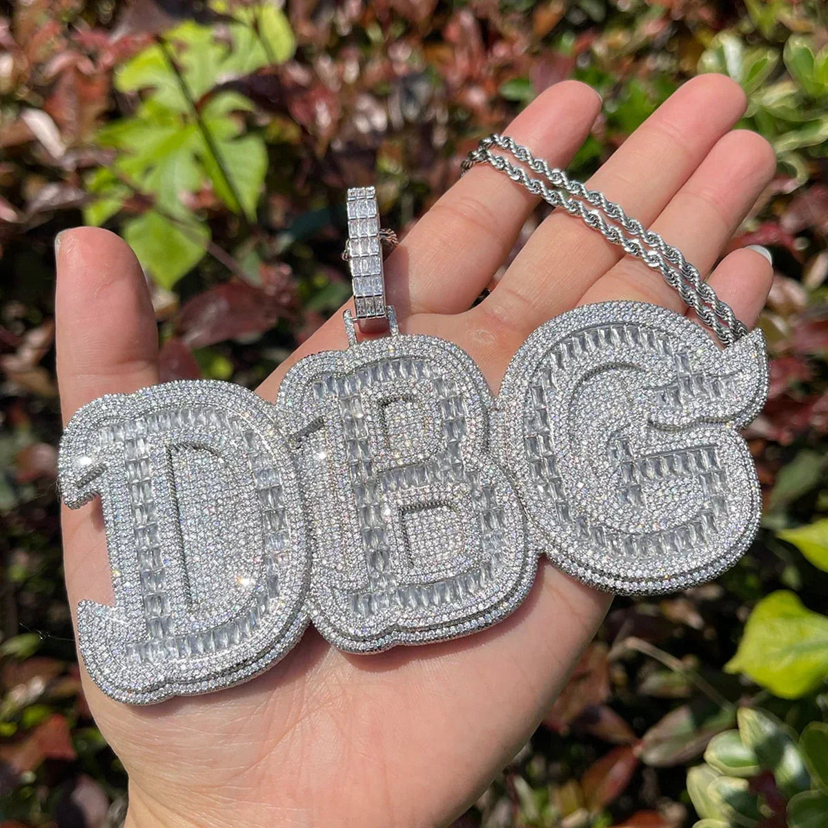 Baguettes n Stones Iced Out Personalized Custom Name Necklace Pendant - Luxury Custom Jewelry - CaratixJewelry