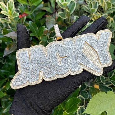 Duo Color Two Layers Iced Out Personalized Custom Name Necklace Pendant - Luxury Custom Jewelry - CaratixJewelry