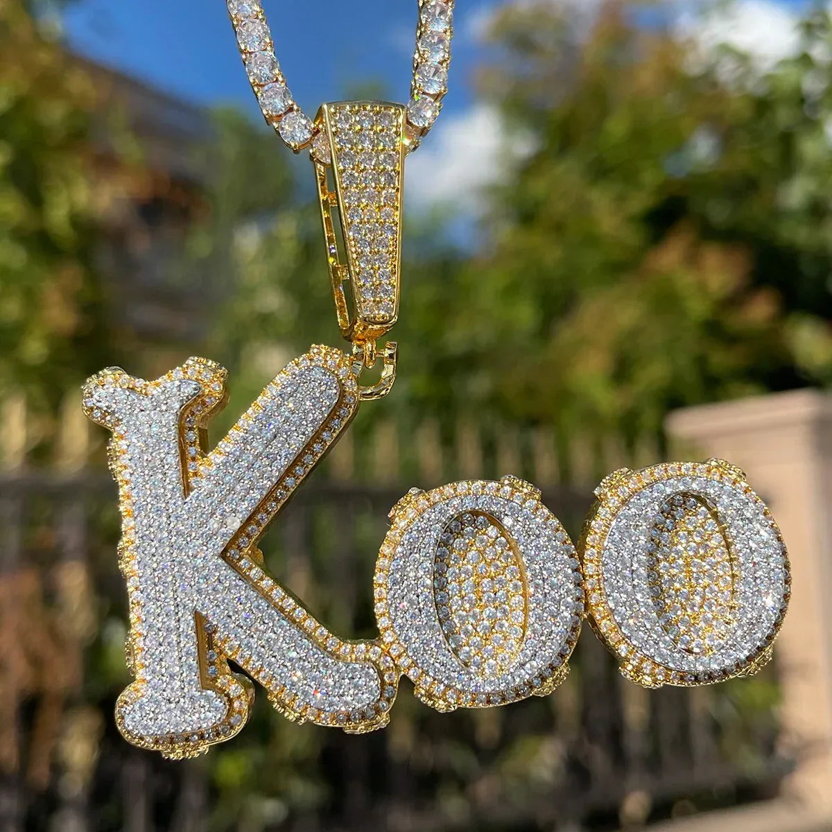 Two Tone Melting Edition Iced Out Personalized Custom Name Necklace Pendant - Luxury Custom Jewelry - CaratixJewelry