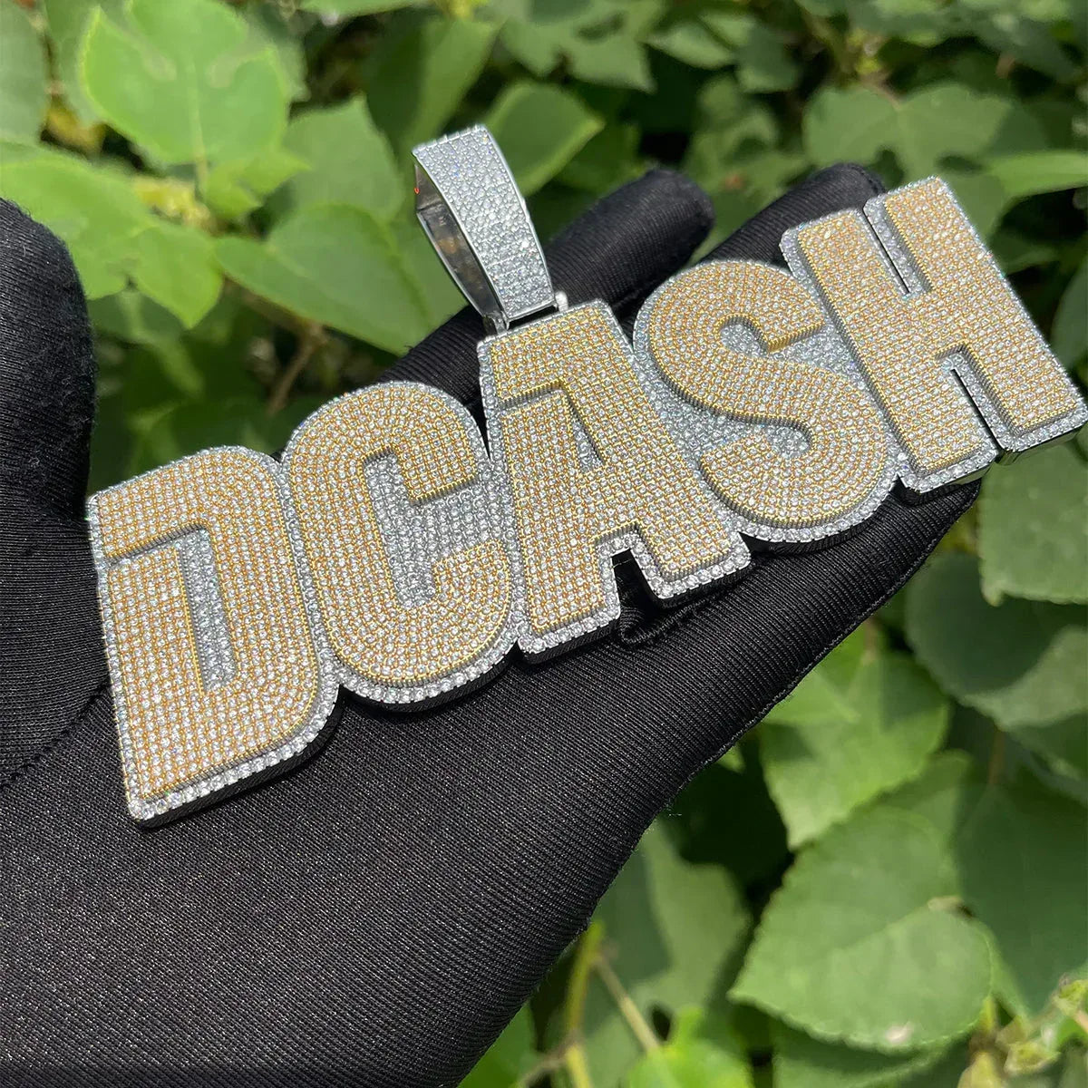 Clear Luxury Two Tone Iced Out Personalized Custom Name Necklace Pendant - Premium Custom Jewelry - CaratixJewelry