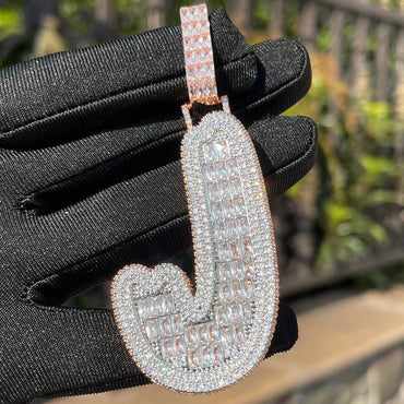 Baguette and Iced Out Initial Custom Name Necklace Pendant - Luxury Custom Jewelry - CaratixJewelry