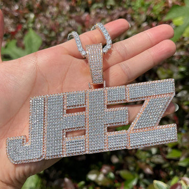 All Caps Bold and Bling Iced Out Personalized Custom Name Necklace Pendant - Luxury Custom Jewelry - CaratixJewelry
