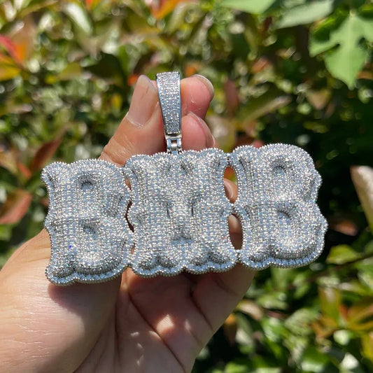 Top Over Layer Medium Sized Iced Out Personalized Custom Name Necklace Pendant - Luxury Custom Jewelry - CaratixJewelry