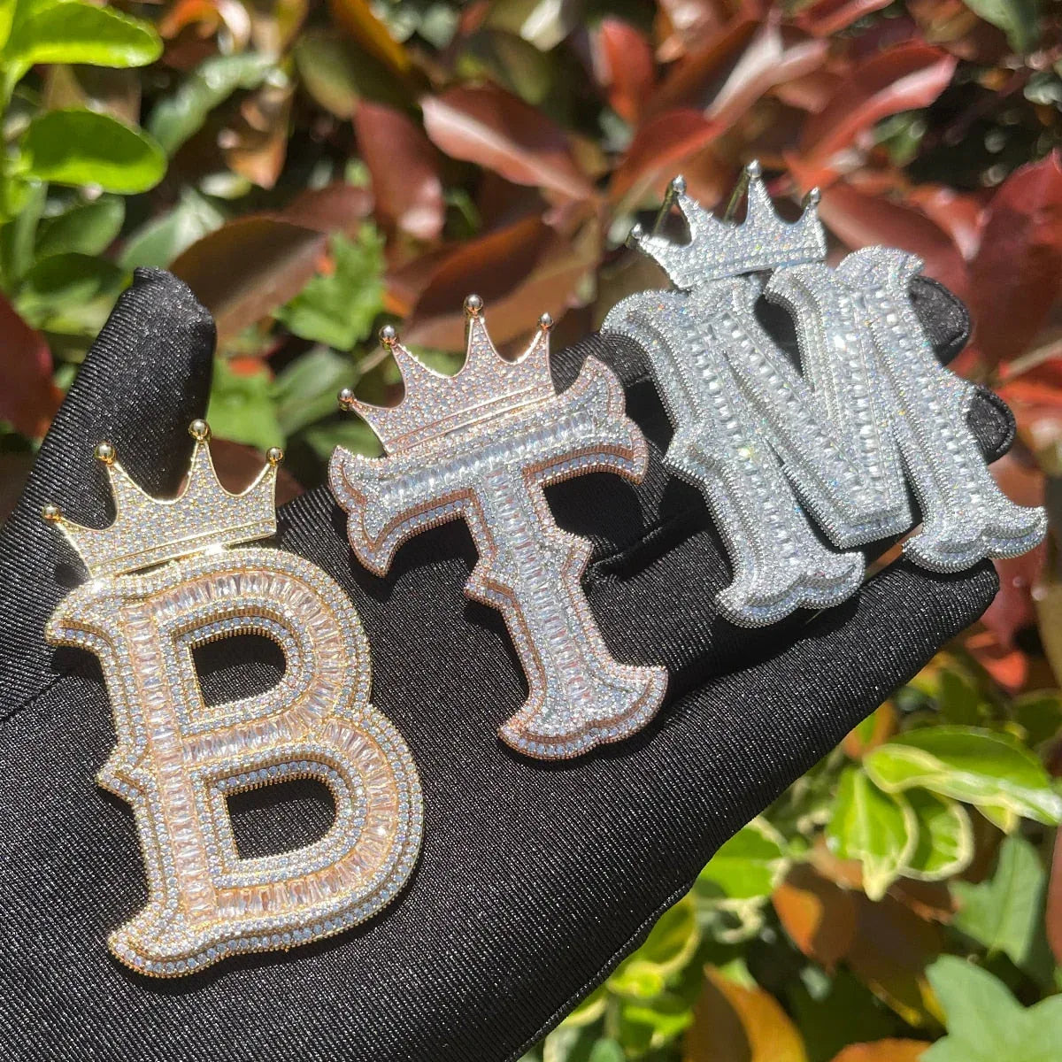 Special Crown Edition Iced Out Initial Custom Name Necklace Pendant - Luxury Custom Jewelry - CaratixJewelry