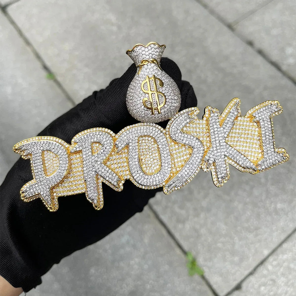 Ultra Money Bag Bail Iced Out Personalized Custom Name Necklace Pendant - Luxury Custom Jewelry - CaratixJewelry