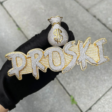 Ultra Money Bag Bail Iced Out Personalized Custom Name Necklace Pendant - Luxury Custom Jewelry - CaratixJewelry