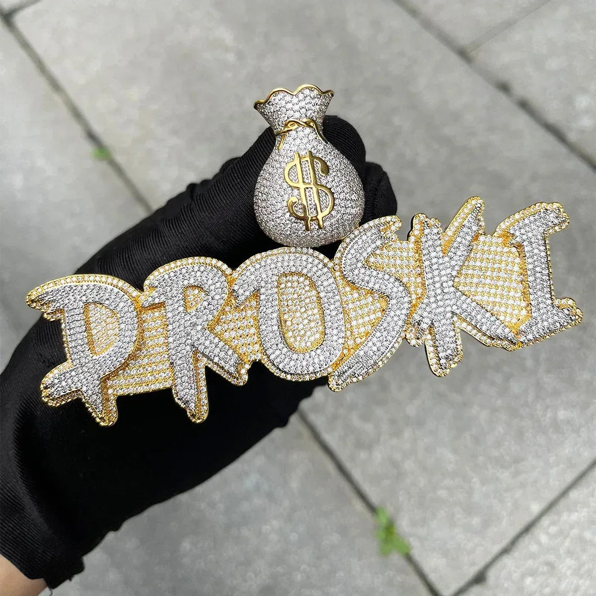 Ultra Money Bag Bail Iced Out Personalized Custom Name Necklace Pendant - Luxury Custom Jewelry - CaratixJewelry