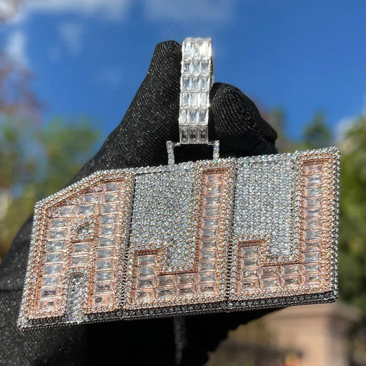 Emerald Cut Baguette Edition Iced Out Personalized Custom Name Necklace Pendant - Luxury Custom Jewelry - CaratixJewelry