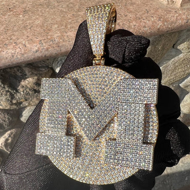 VVS Shine Tennis Stoned Iced Out Initial Custom Name Necklace Pendant - Luxury Custom Jewelry