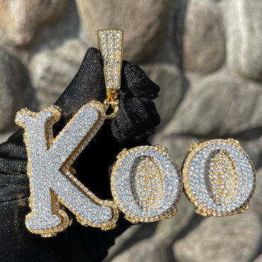 Two Tone Melting Edition Iced Out Personalized Custom Name Necklace Pendant - Luxury Custom Jewelry