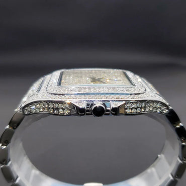 Luxury Square Iced Out Watch for Men | Full Quartz Wristwatch | Unique Bling Jewelry Reloj Para Hombre | Caratix - CaratixJewelry