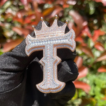 Special Crown Edition Iced Out Initial Custom Name Necklace Pendant - Luxury Custom Jewelry - CaratixJewelry