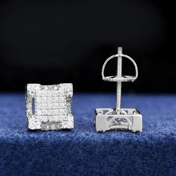 Four Cornered Moissanite Prong Set 10K Earrings - CaratixJewelry