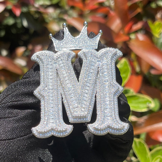 Special Crown Edition Iced Out Initial Custom Name Necklace Pendant - Luxury Custom Jewelry