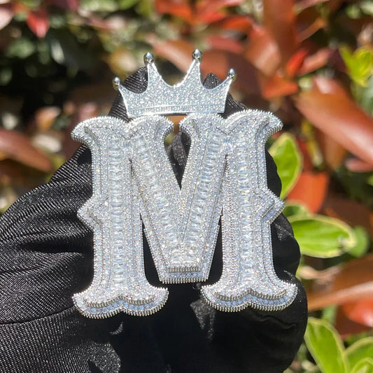 Special Crown Edition Iced Out Initial Custom Name Necklace Pendant - Luxury Custom Jewelry - CaratixJewelry