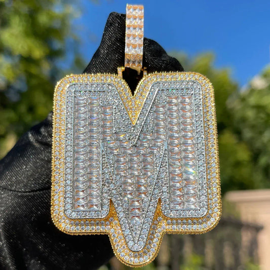 Lightning Iced Out Initial Custom Name Necklace Pendant - Luxury Custom Jewelry - CaratixJewelry