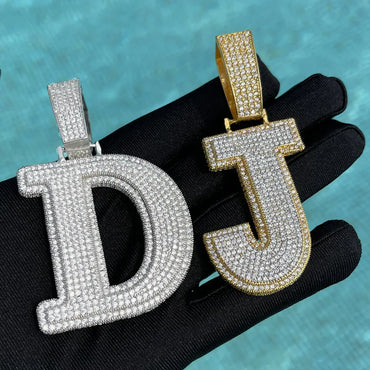 Clarity Initial Iced Out Custom Name Necklace Pendant - Luxury Custom Jewelry - CaratixJewelry