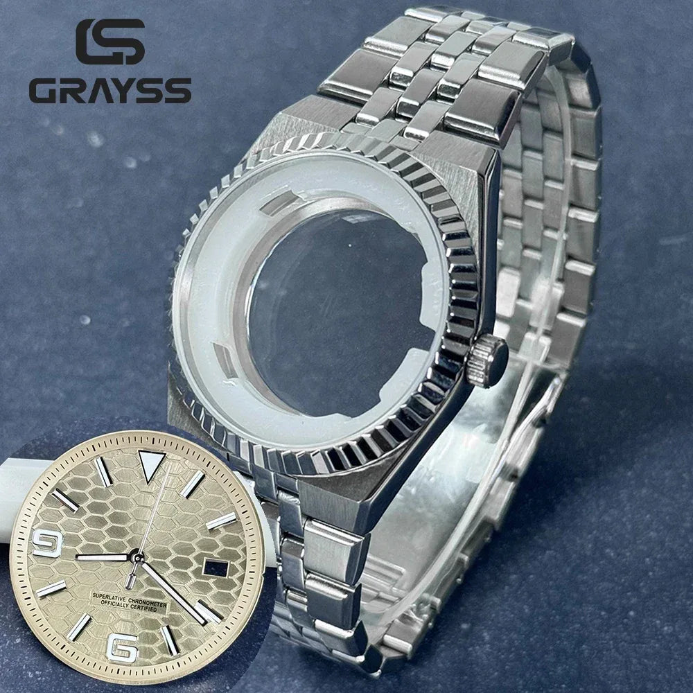 40mm Land-Dweller Watch Case & Dial Kit | Fits NH35 Miyota 8215 | 316L Stainless Steel Automatic Mechanical Case | Custom Iced Out Watch Base | Caratix - CaratixJewelry
