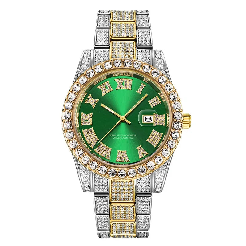 Luxury Top Brand Hip Hop Iced Out Watch | Full Men's Quartz Wristwatch | Reloj Hombre 2026 | Male Gold Clock Gift | Drop Shipping | Caratix - CaratixJewelry