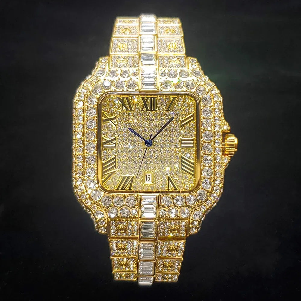 Luxury Square Men's Watch | Hip Hop Bling Bling Iced Out Watch | Stainless Steel Waterproof Fashion Clock | 2026 New Relogio | Caratix - CaratixJewelry