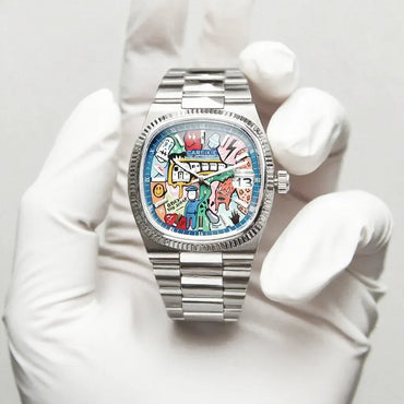 2026 New Square Men's Watch | Abstract Art Dial Luxury Iced Out Watch | Trendy Retro Niche Design | Silver Black Gold Street Style | Caratix - CaratixJewelry