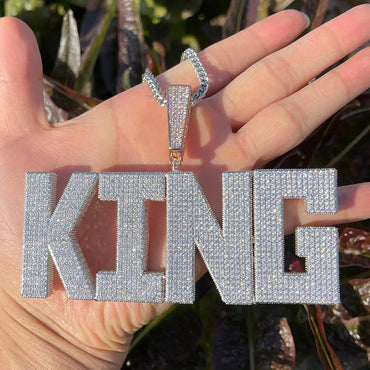 Solid Edition Iced Out Personalized Custom Name Necklace Pendant - Luxury Custom Jewelry - CaratixJewelry