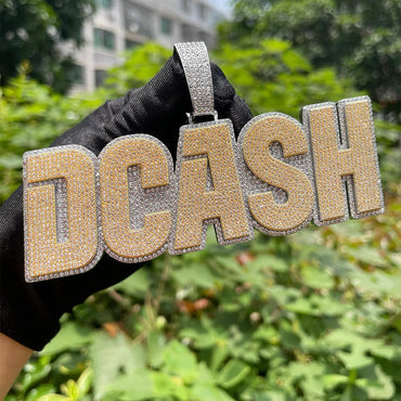 Clear Luxury Two Tone Iced Out Personalized Custom Name Necklace Pendant - Premium Custom Jewelry - CaratixJewelry