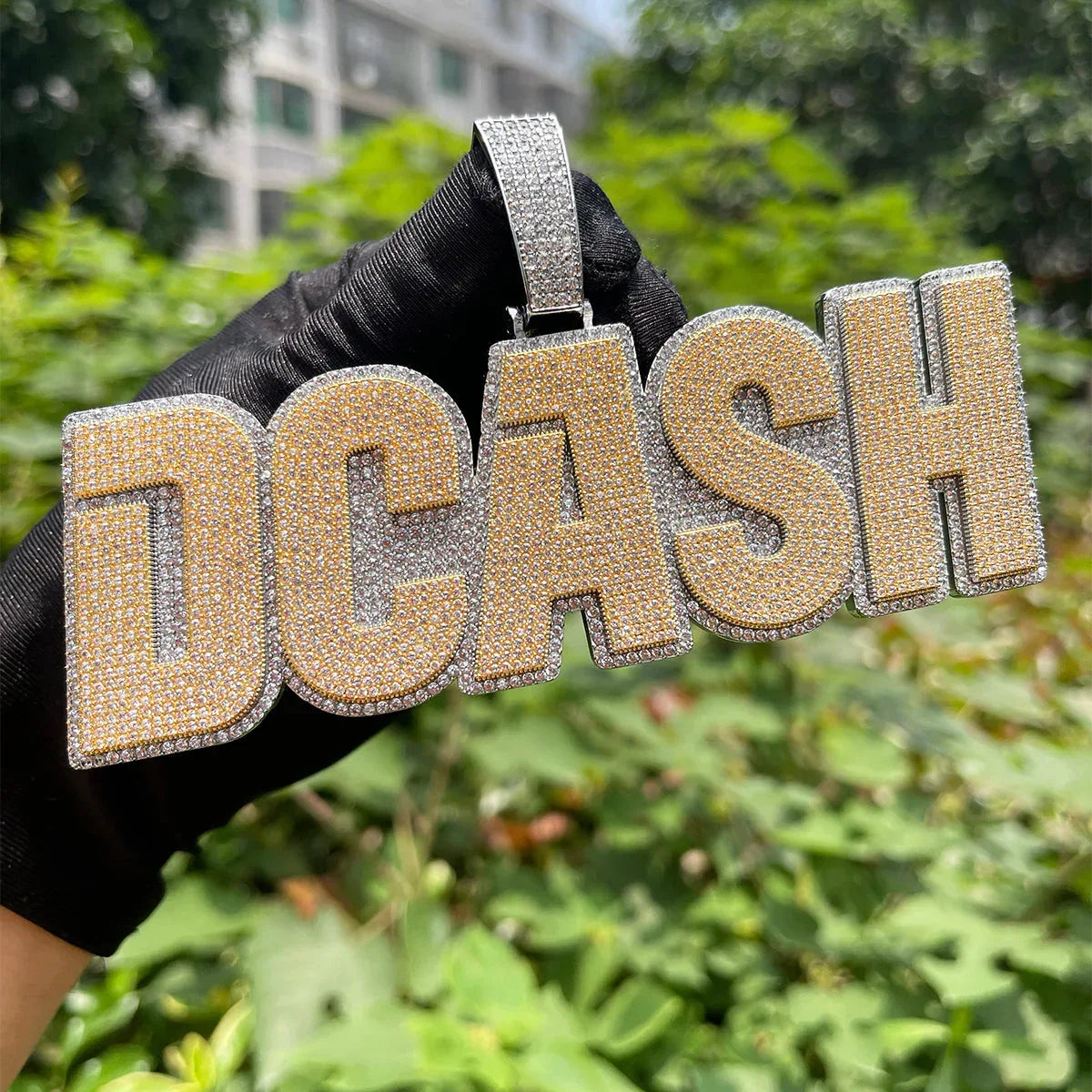 Clear Luxury Two Tone Iced Out Personalized Custom Name Necklace Pendant - Premium Custom Jewelry - CaratixJewelry