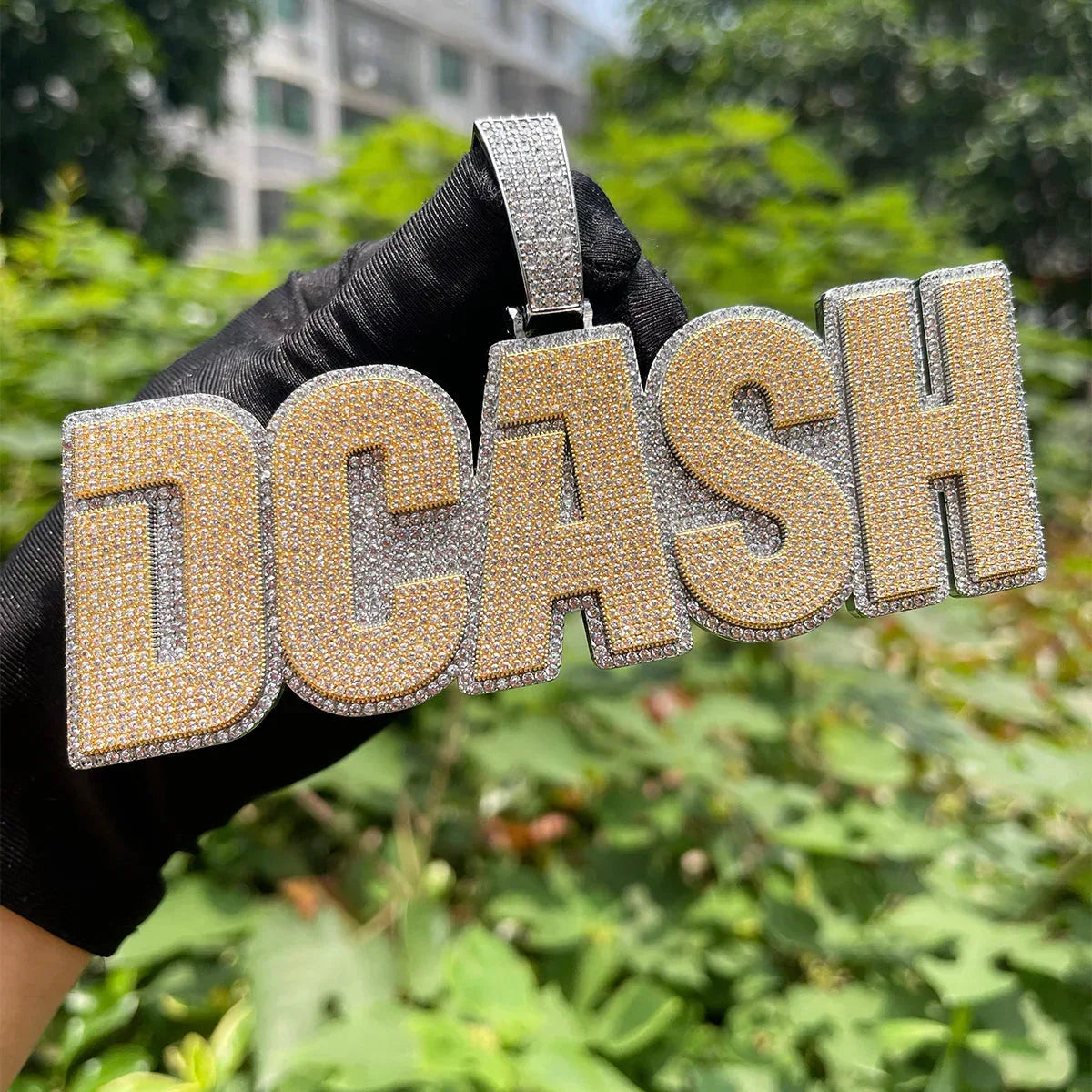 Clear Luxury Two Tone Iced Out Personalized Custom Name Necklace Pendant - Premium Custom Jewelry - CaratixJewelry