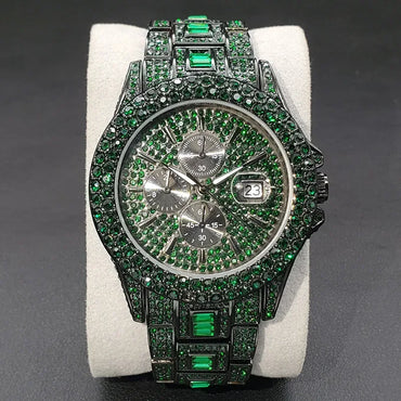 Men's New Green Luxury Watch | Unique Bling Iced Out Watch | Waterproof Luminous Hip Hop Clock | Relogios Masculino | Caratix - CaratixJewelry